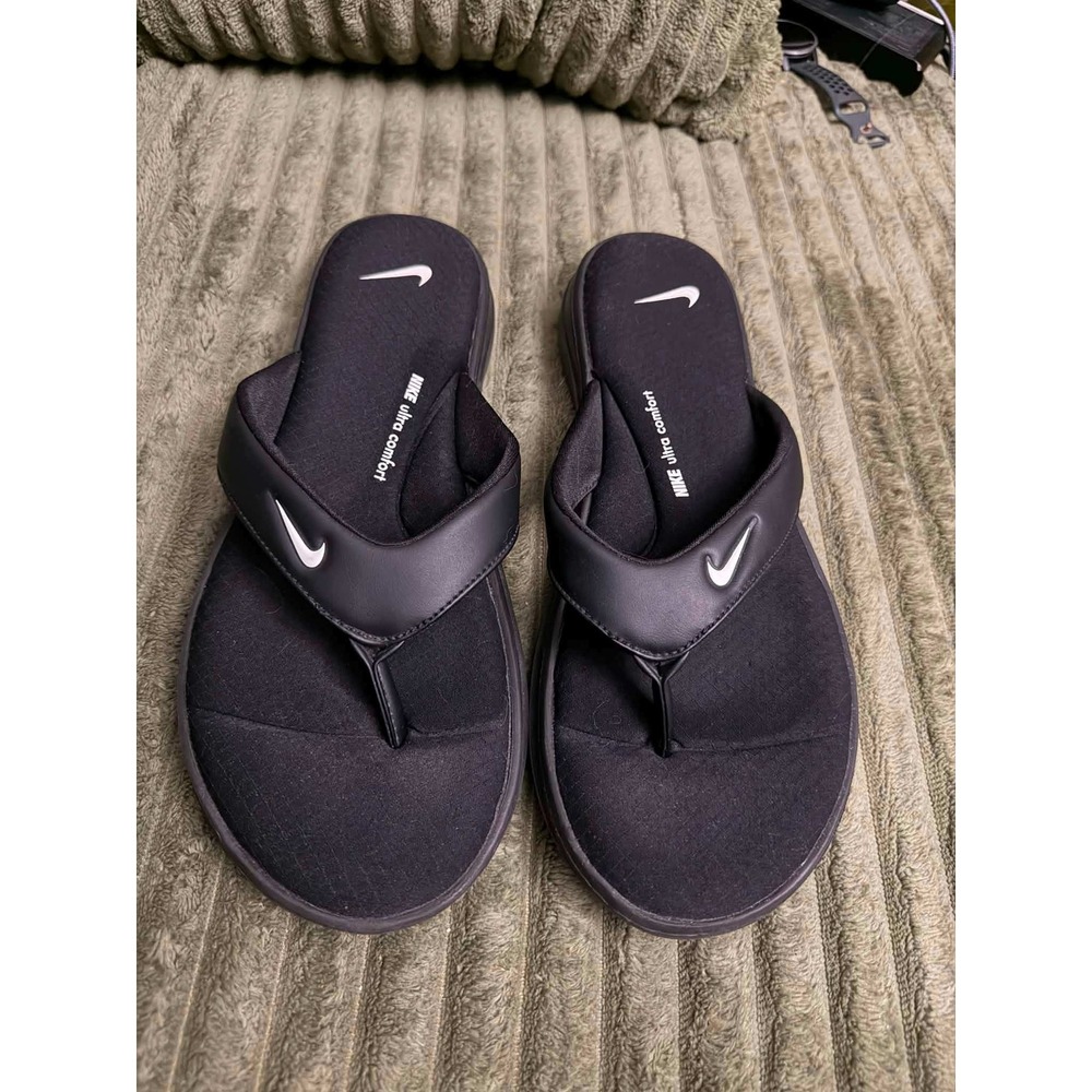 Nike Mens Size 10 Black Ultra Comfort Thong Sandals Flip Flops Sport Slides